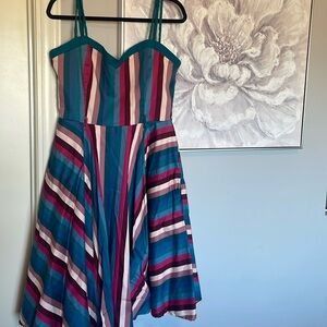 Collectif Nova Swing Dress Stripe Sz 14